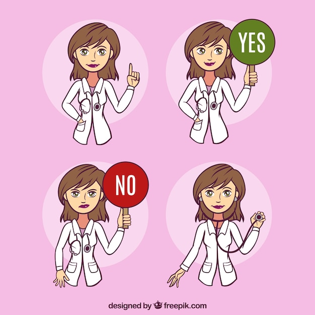 Free vector hand drawn doctor set