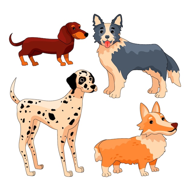 Hand drawn dog breeds collection