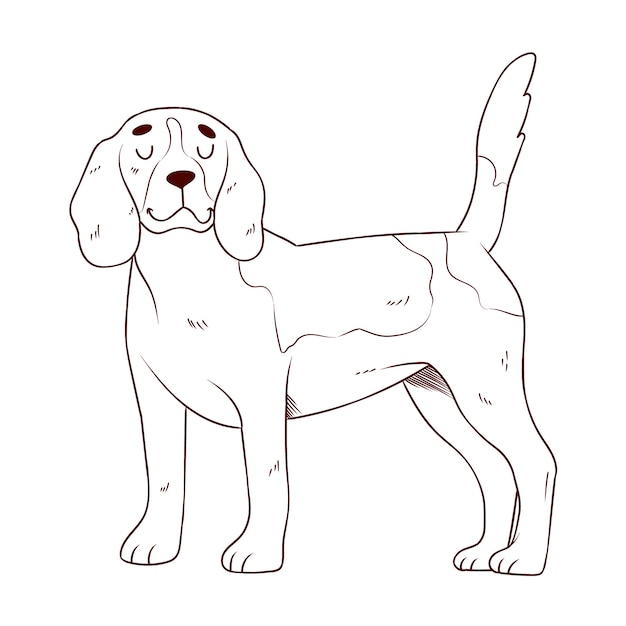 Hand drawn dog outline illustration