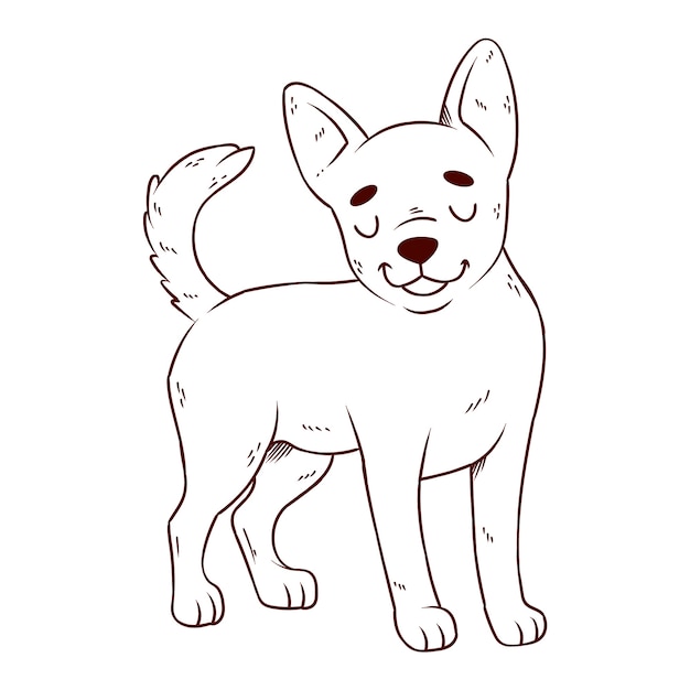 Hand drawn dog outline illustration