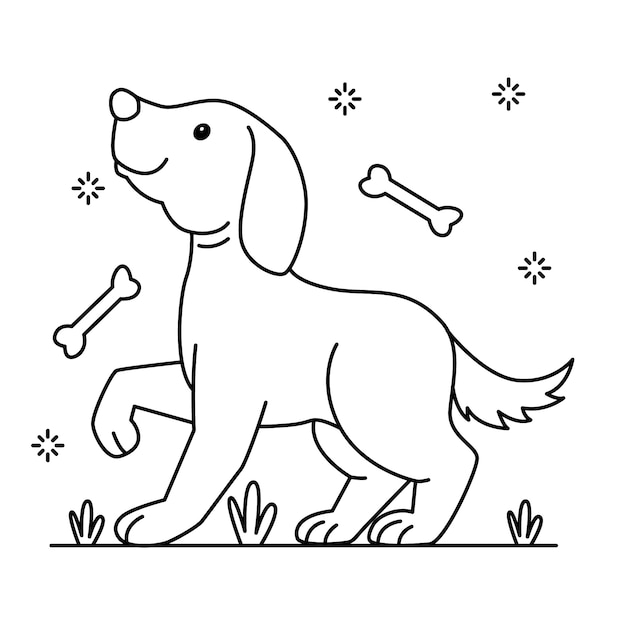 Hand drawn dog outline illustration