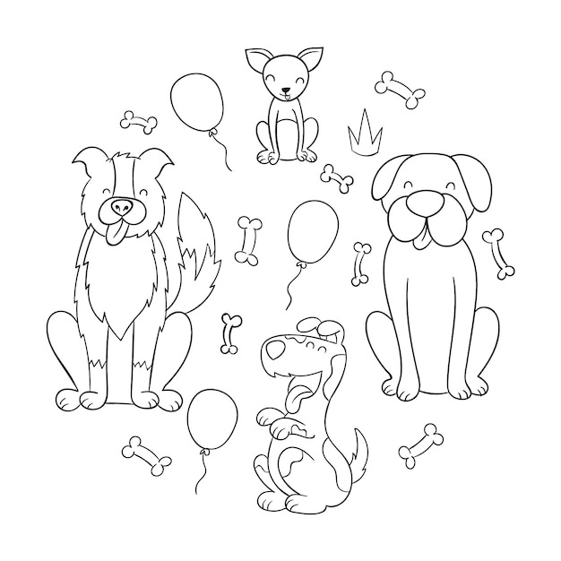 Hand drawn dog outline illustration