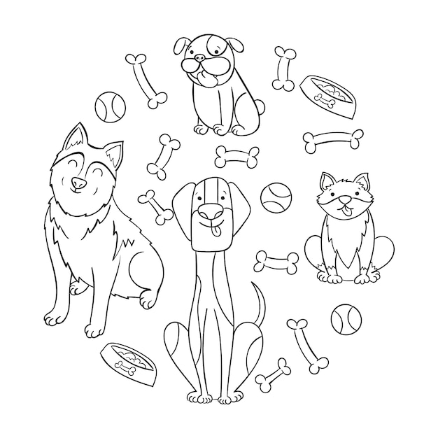 Hand drawn dog outline illustration