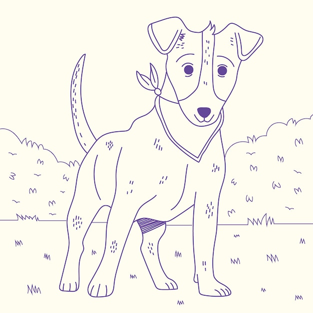 Free Vector hand drawn dog outline illustration