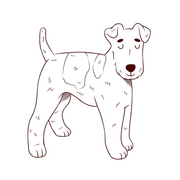 Hand drawn dog outline illustration