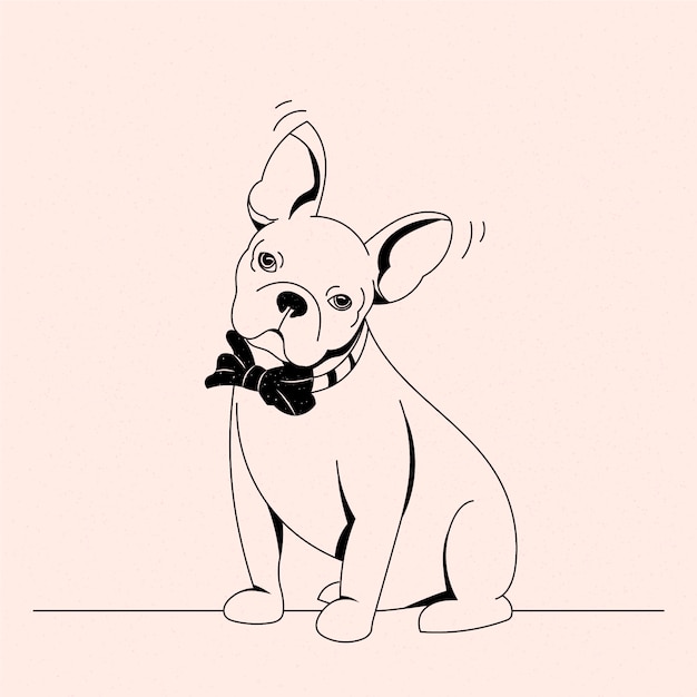 Hand drawn dog outline illustration