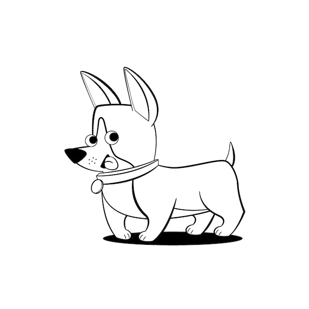 Hand drawn dog outline illustration