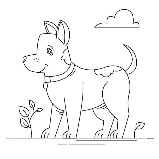 Hand drawn dog outline illustration