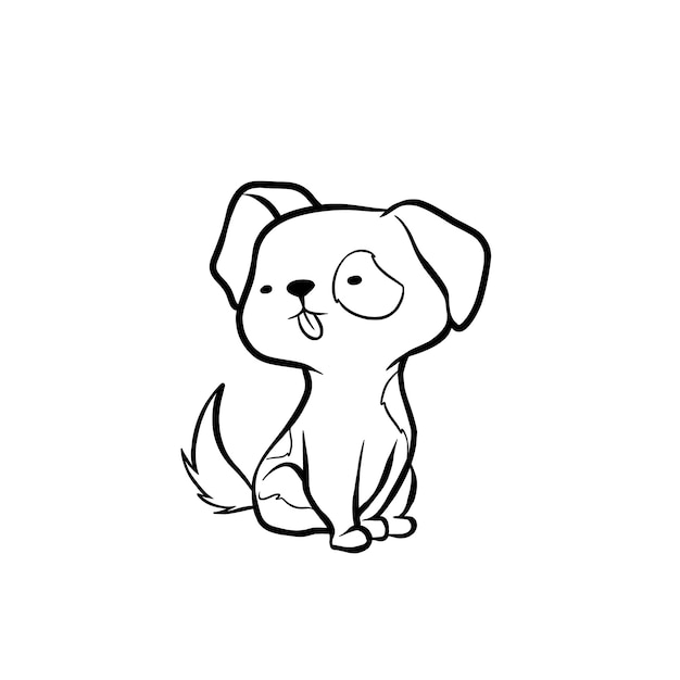 Hand drawn dog outline illustration