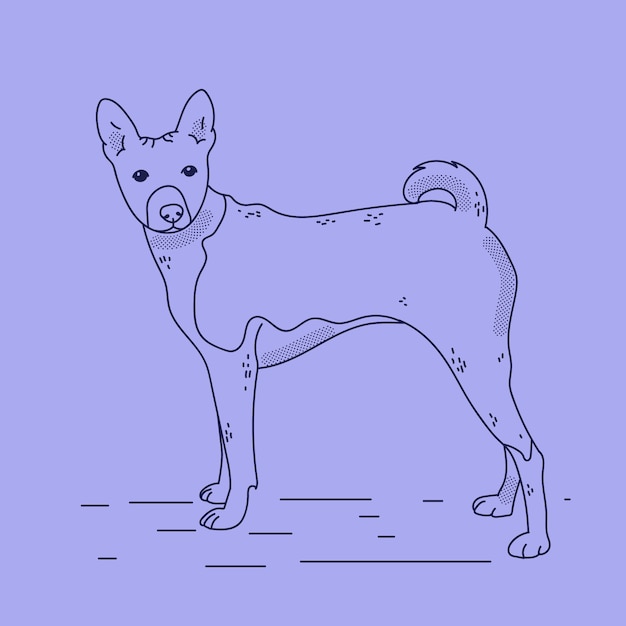 Hand drawn dog outline illustration