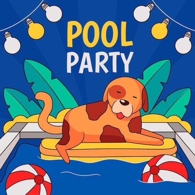 Free Vector hand drawn dog pool party illustration