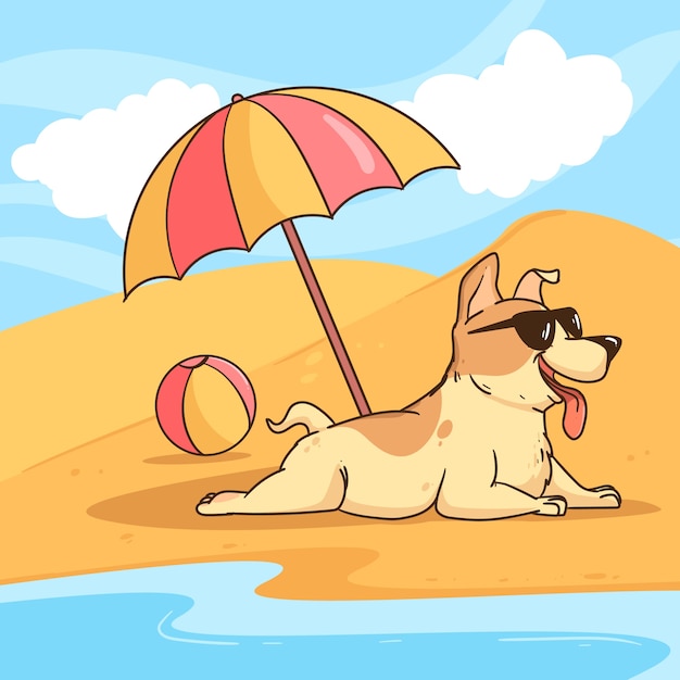 Free Vector hand drawn dog pool party illustration