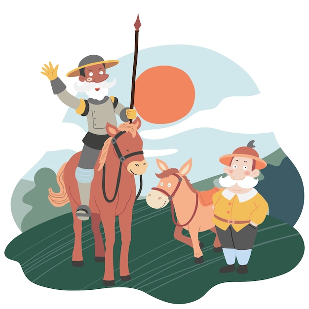 Free Vector hand drawn don quixote illustration