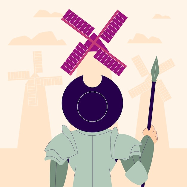 Free Vector hand drawn don quixote illustration