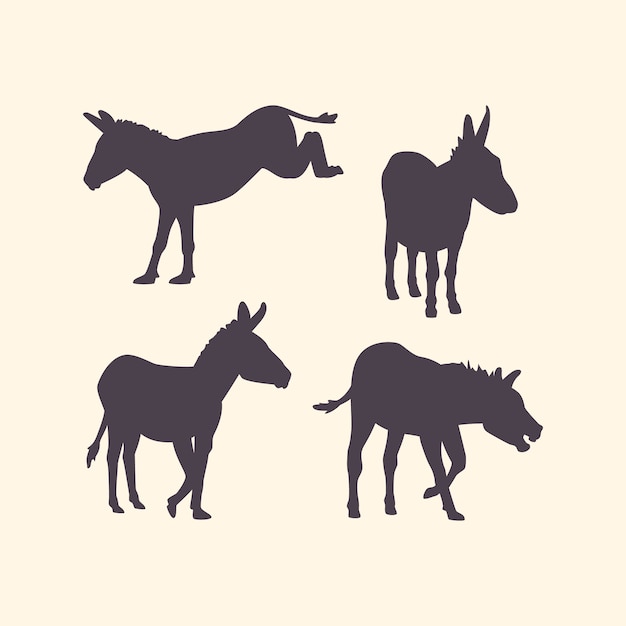 Free Vector hand drawn donkey  silhouette