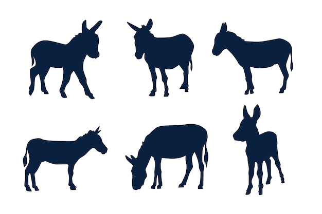 Free Vector hand drawn donkey  silhouette