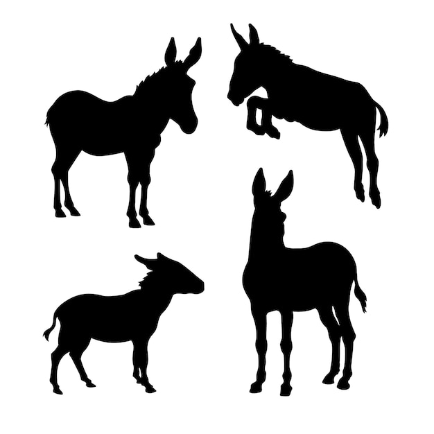 Free Vector hand drawn donkey  silhouette