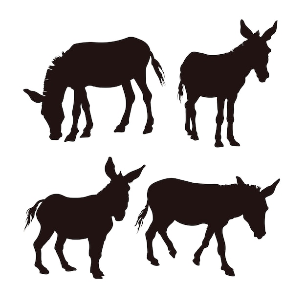 Free Vector hand drawn donkey  silhouette