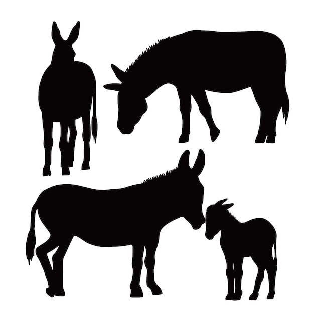 Free vector hand drawn donkey  silhouette