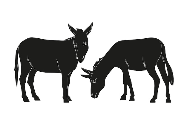 Hand drawn donkey silhouette