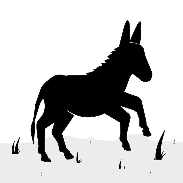 Free Vector hand drawn donkey silhouette