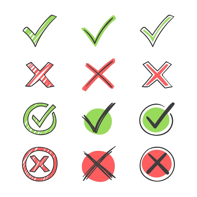 Free vector hand drawn doodle check mark icons