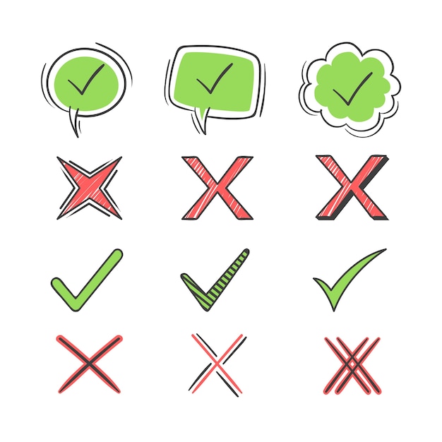 Free vector hand drawn doodle check mark icons