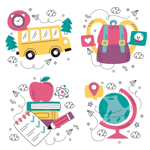 Hand drawn doodle education sticker collection