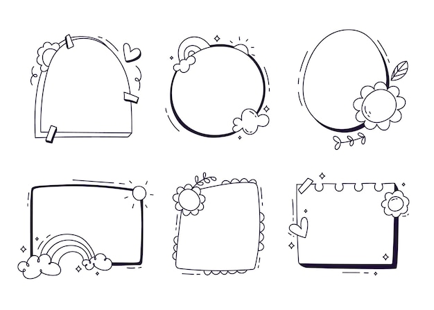 Hand drawn doodle frame collection