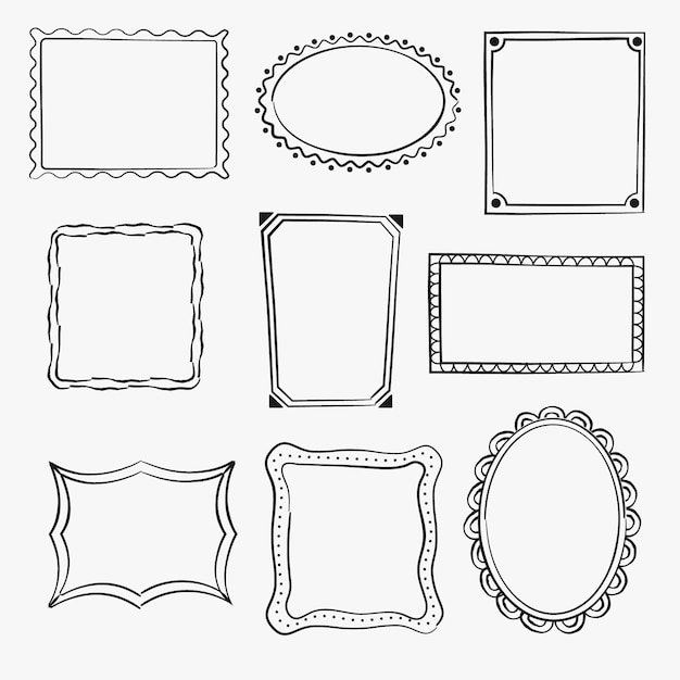 Hand drawn doodle frame collection