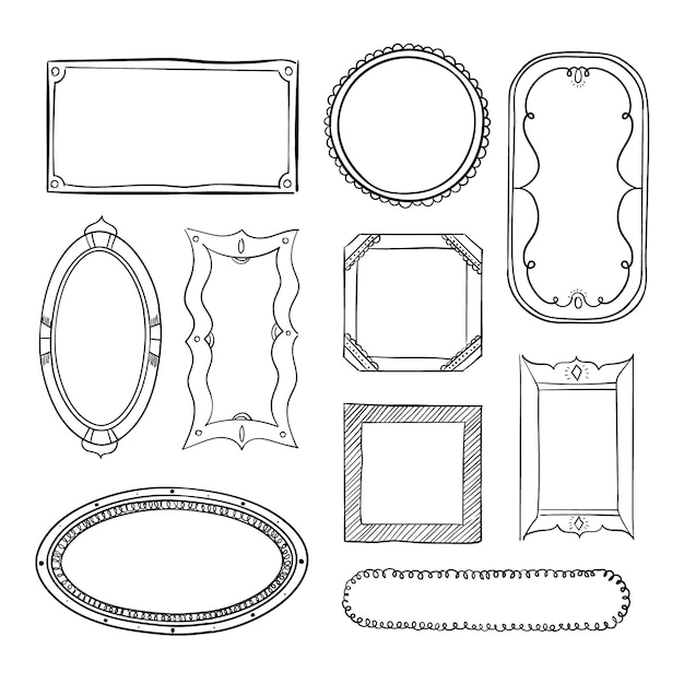 Free Vector hand drawn doodle frame collection