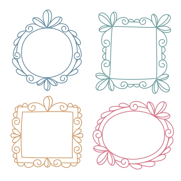 Hand drawn doodle frame collection