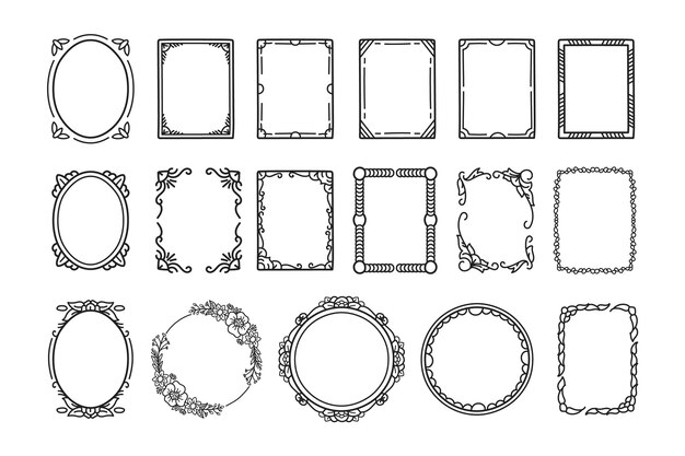 Hand drawn doodle frame pack