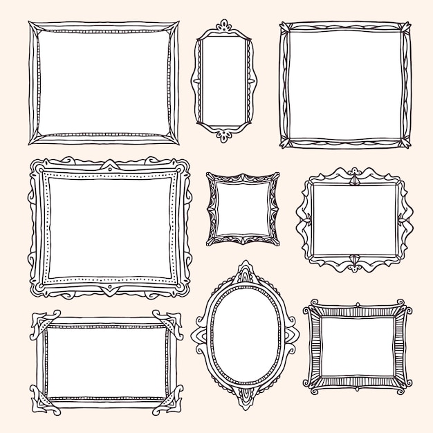 Free Vector hand drawn doodle frame set