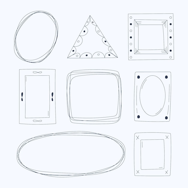 Free Vector hand drawn doodle frame set