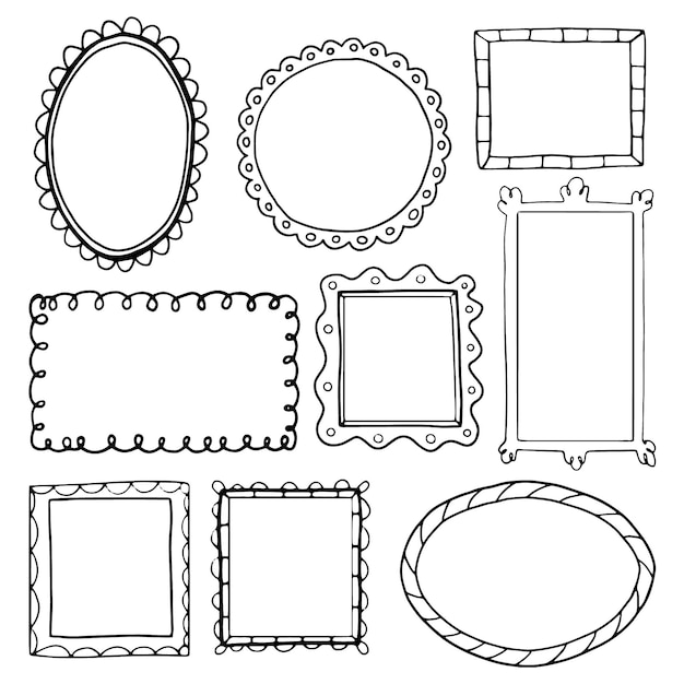 Hand drawn doodle frames collection