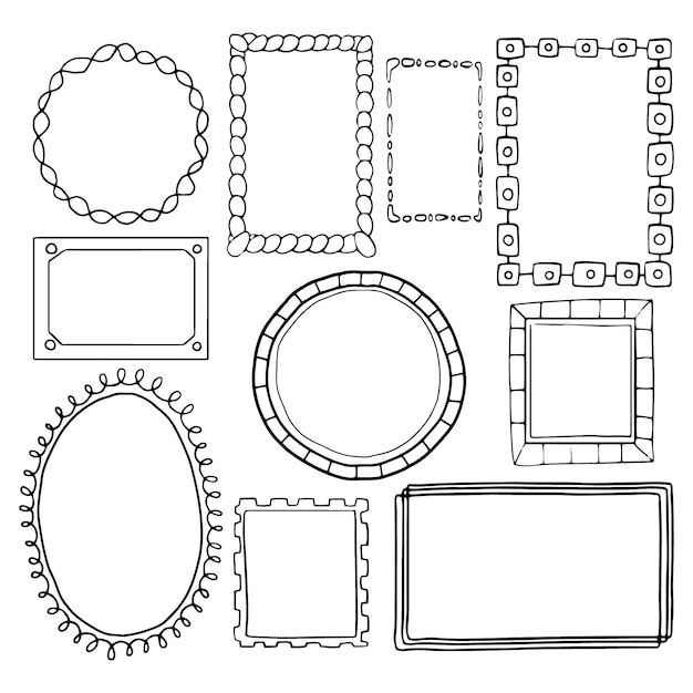 Hand drawn doodle frames collection