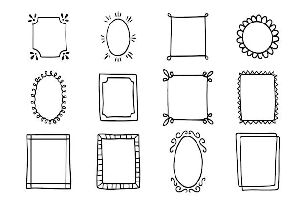 Hand drawn doodle frames collection