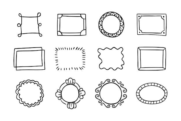 Hand drawn doodle frames collection