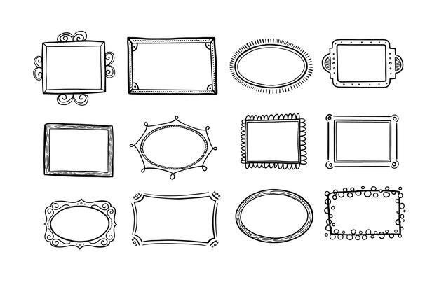 Hand drawn doodle frames collection