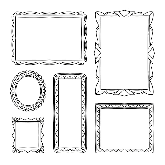 Hand drawn doodle frames collection