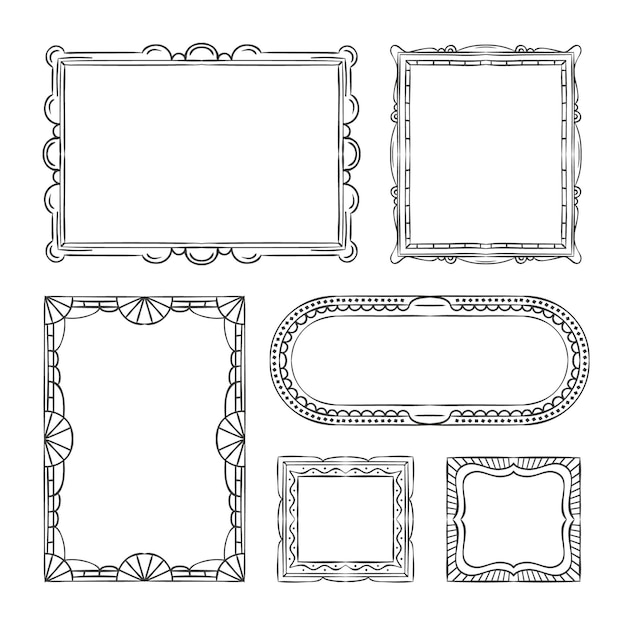 Hand drawn doodle frames collection