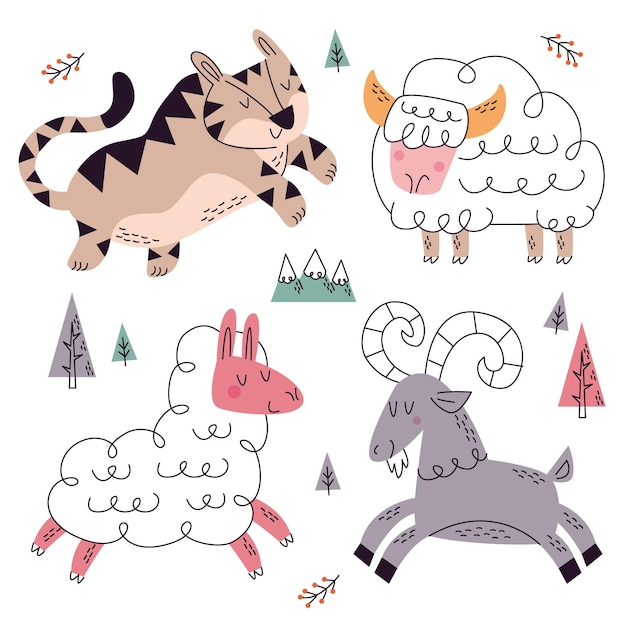 Free Vector hand drawn doodle nature collection