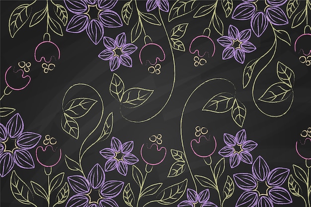 Hand drawn doodle violet flowers background