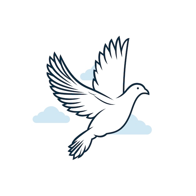 Hand drawn dove outline illustration