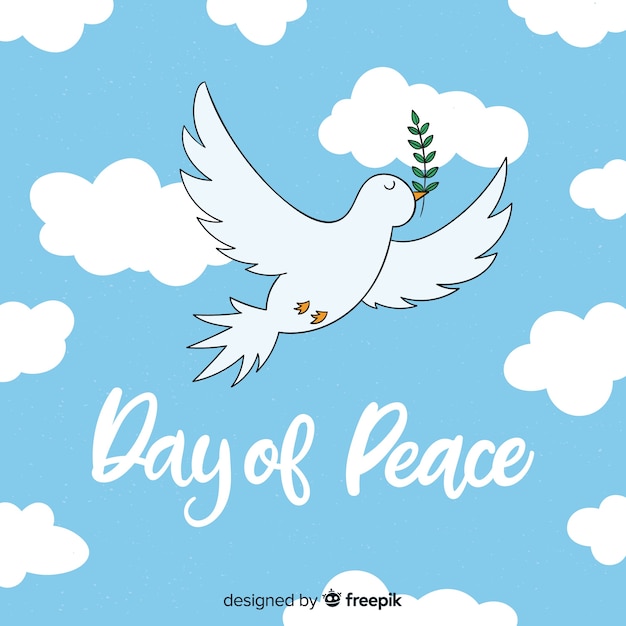 Hand drawn dove peace day background