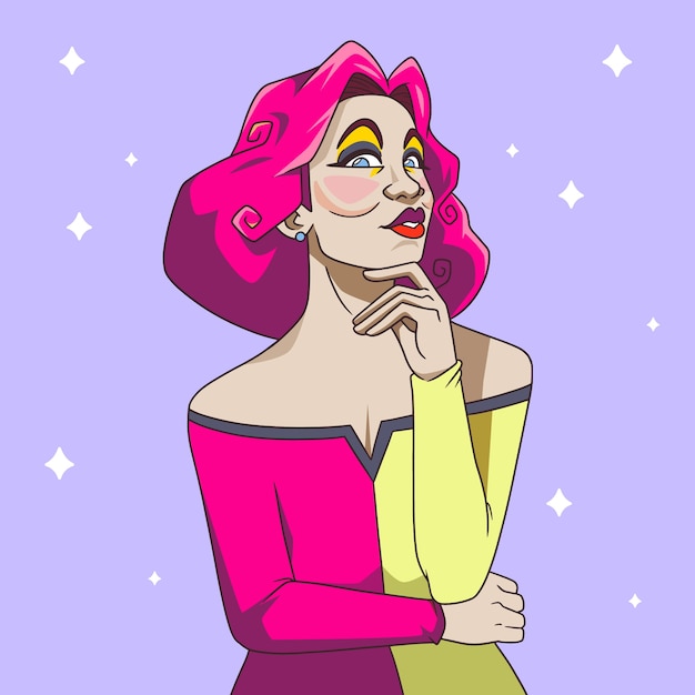 Free vector hand drawn drag queen illustration