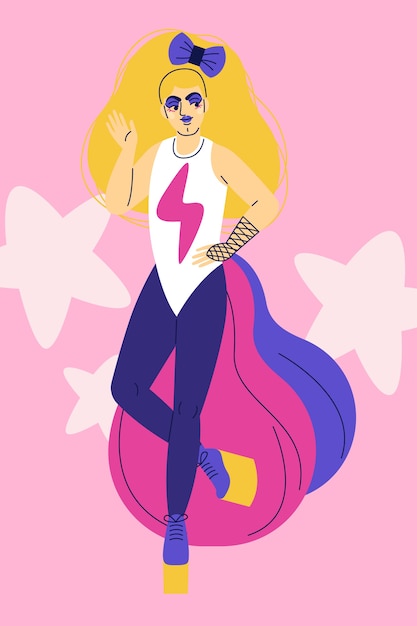 Hand drawn drag queen illustration