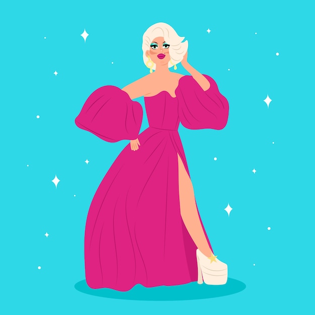 Free Vector hand drawn drag queen illustration