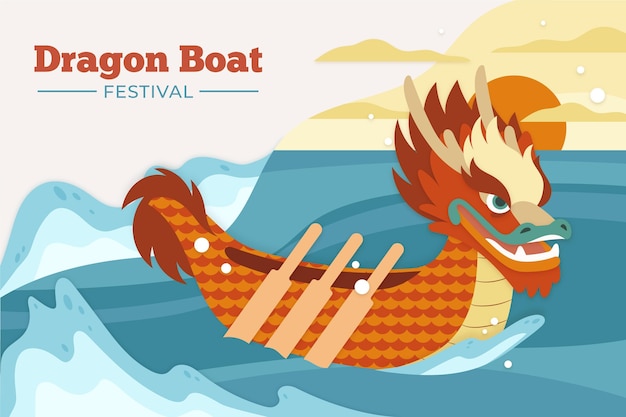 Hand drawn dragon boat background